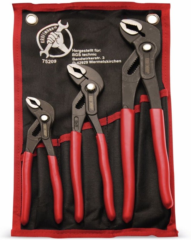 BGS TECHNIC Wasserpumpenzangen-Satz 75209, 175, 240, 300 mm, 3-tlg.