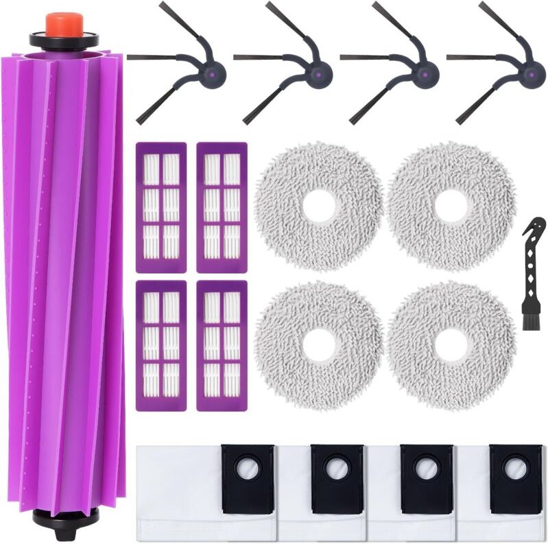 18-teiliges Zubehörset für Eureka J15 Evo Ultra Saugroboter: 1 Hauptbürste, 4 Seitenbürsten, 4 Filter, 4 Wischtücher, 4 ...