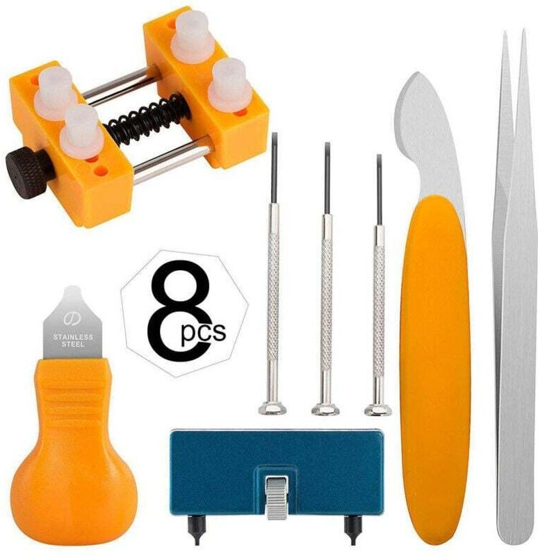 Weitere Spezialwerkzeuge, 8-teiliges Werkzeugset zum Wechseln der Uhrbatterie: Uhrengehäuseöffner zum Öffnen des Uhrende...