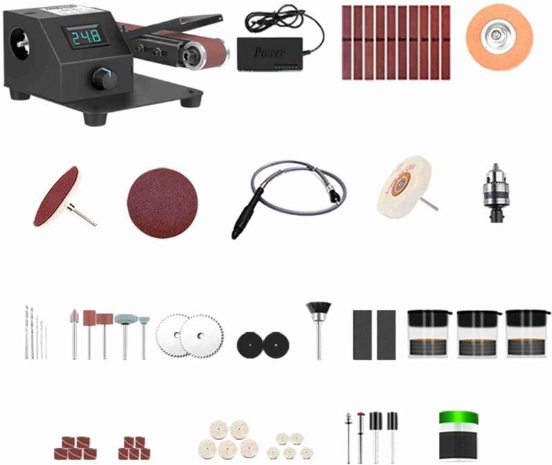 Thumbnail - Ej.life - Hochgeschwindigkeits-Elektrobandschleifer mit Einstellbarem Winkel und Leistungsstarkem 350-W-Motor Zum Schlei...