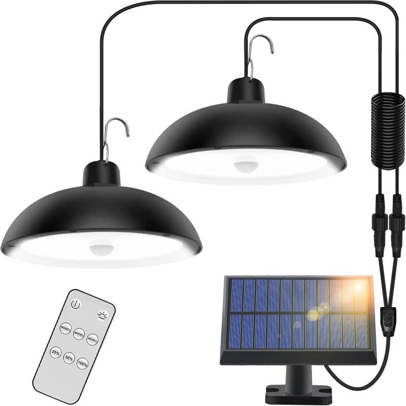 Solarlampe für den Außenbereich, 78 LEDs, 4 Modi mit Sensor, Fernbedienung, 360° verstellbares Solarpanel, 3 Helligkeits...