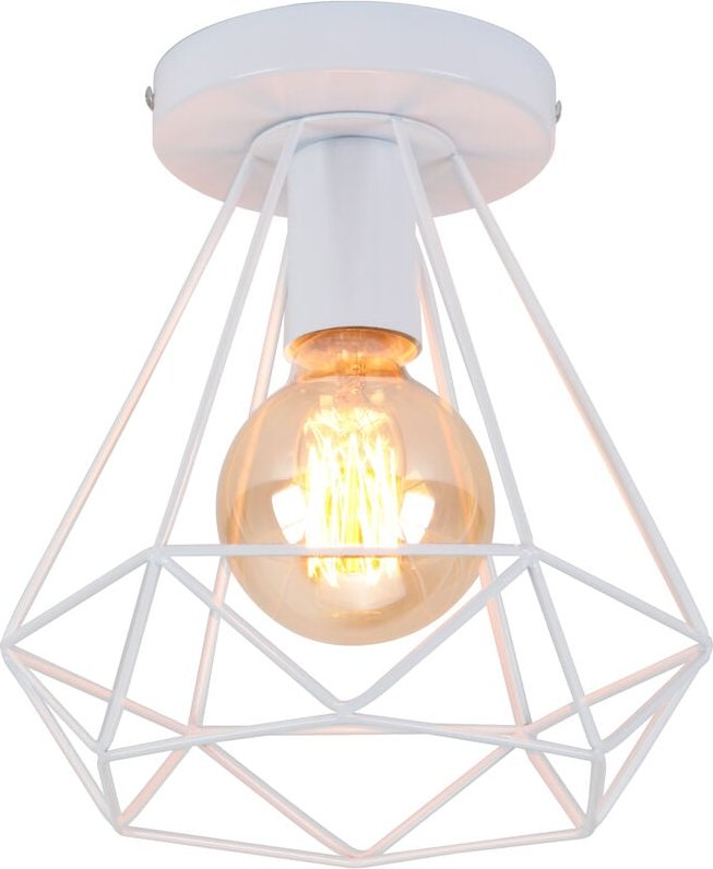 Axhup - Deckenleuchte Vintage Industri Diamant Deckenlampe mit Ø20cm Käfig Semi-Flush Mount Eisen Licht E27 Lampenfassun...