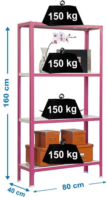 Simonrack Metallregal 4 Ebenen rosa weiß