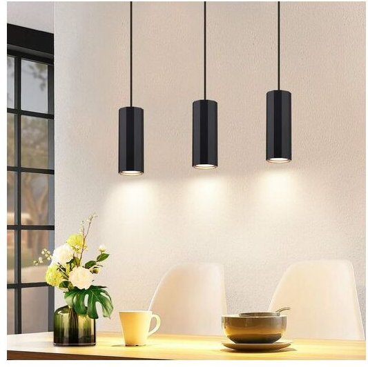 Gbly - Hängelampe 3 Flammig Esstisch Schwarz - Pendelleuchte GU10 Wohnzimmer Modern Industrial Esszimmerlampe Hängend Me...