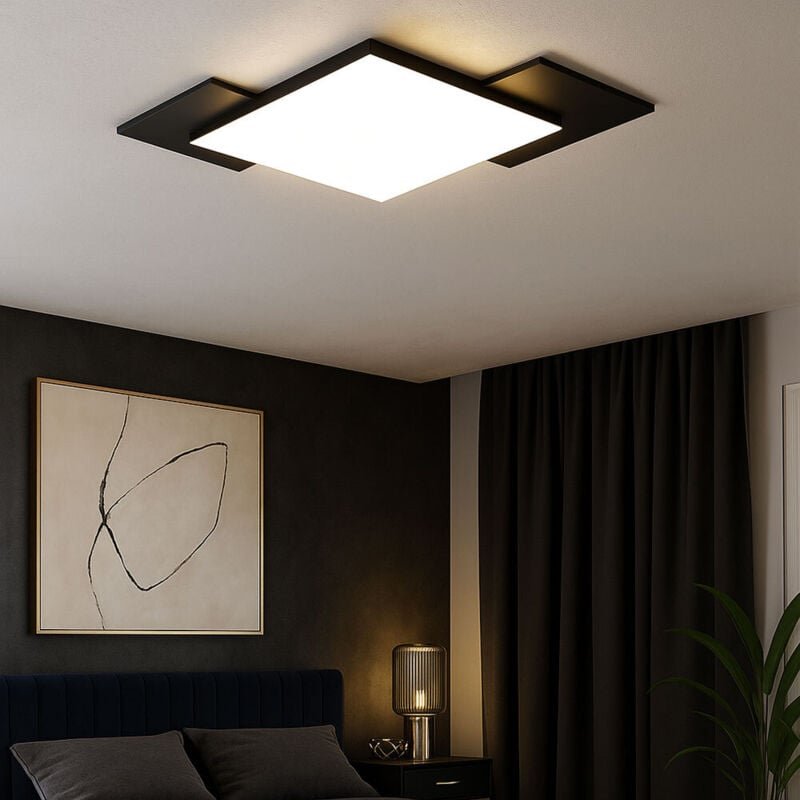 Led Deckenleuchte Tamuria 43,5x43,5cm Schwarz, Braun Deckenlampe Wohnzimmer - Eglo