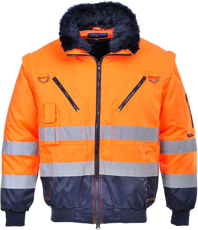 Pilotenjacke 3-in-1 Hochsichtbarkeit Orange/Marine 4XL