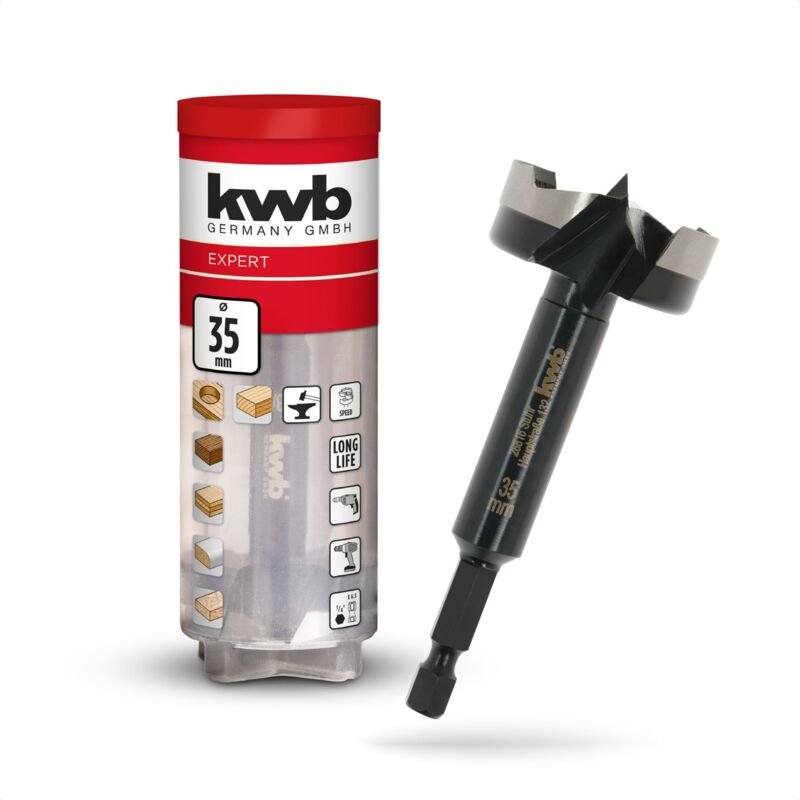 KWB - Forstnerbohrer, ø 35 mm, Topfbohrer (für Holz, geschmiedeter Bohrkopf, Spezialanschliff, schnelle, ausrissfreie Bo...