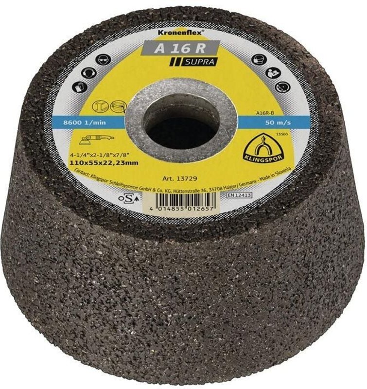 Thumbnail - Klingspor - Schleiftopf C16 r 110/55 mm Stein/Beton (Guss bedingt) 16 Bohrung 22,23 mm