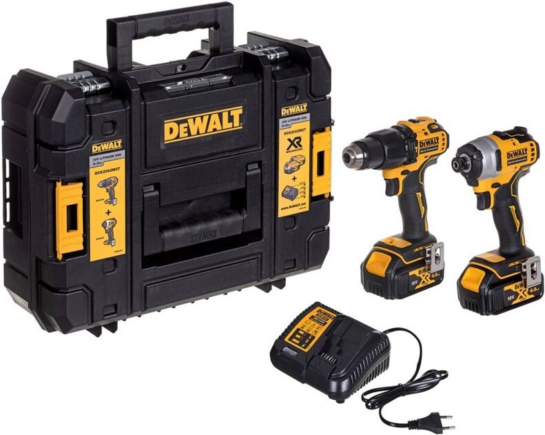 Dewalt - Werkzeuge - Akku-Set Schlagbohrschrauber und Schlagschrauber, 18V, 2x 4,0 Ah Akku powerstack, Ladegerät DCK2062...