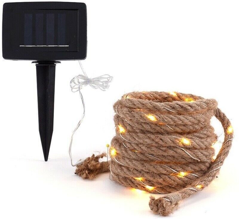 Solar Lichterkette Seil Garten, IP65 Fairy Solar Rope Lights mit 100 LEDs für Außenbereich Garten Terrasse Balkon Deko, ...