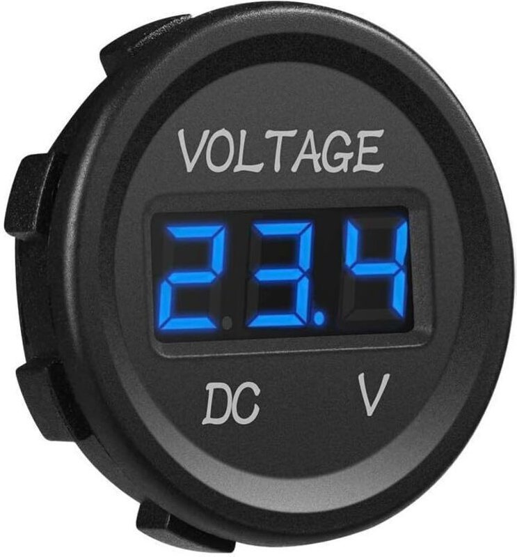 12-24V Gleichstrom-Voltmeter mit wasserdichter LED-Digitalanzeige für Boote, Motorräder, LKWs, Schiffe (Blau)