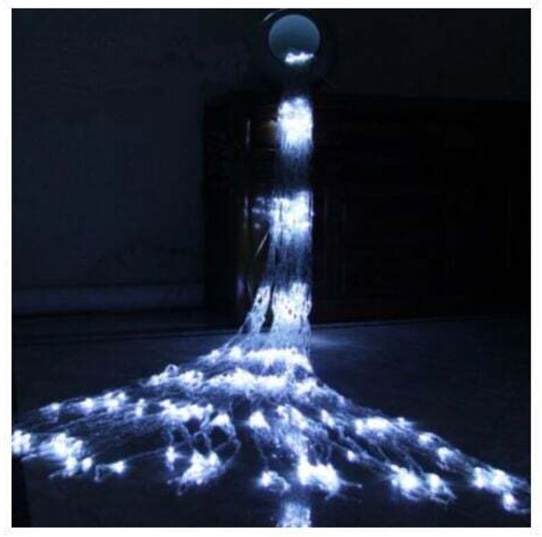 Lichterkette mit Wasserfall-LED-Lichterkette, Wasserfluss, Schneeeffekt, Vorhang, Lichterkette zum Aufhängen, funkelndes...