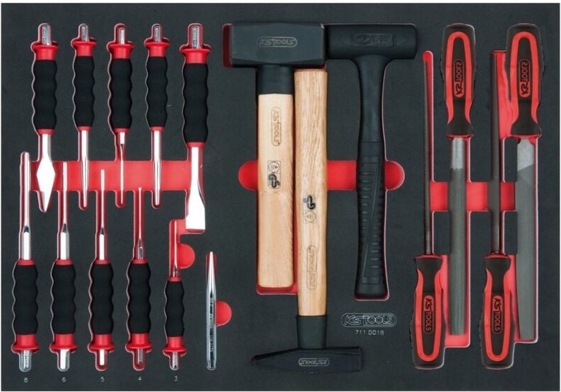 Ks Tools scs Feilen-, Meißel- und Hammer-Satz, 18-tlg. in 1/1 Systemeinlage