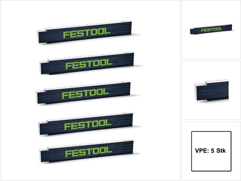 Thumbnail - 5x Festool Meterstab Zollstock Holzgliedermaßstab 2 m 10 Glieder ( 201464 )