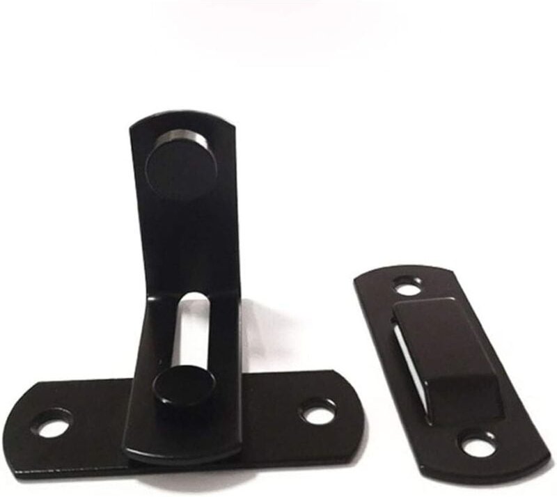 ZVD - Black Stainless Steel Latch 90 Degree Large Specialized Door Lock Barn Door Right Angle Lock Folding Door Lock Cur...