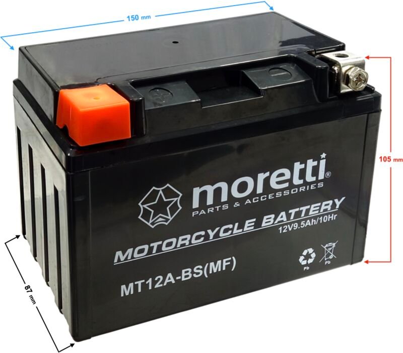 Moretti AGM (Gel) MT12A-BS Batterie