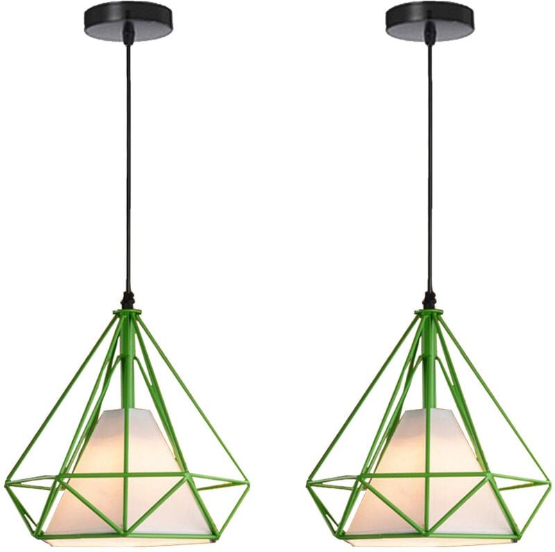 Pendelleuchte Vintage, Hängelampe im Retro Look, Diamant Form Kronleuchter mit Käfig für Wohnzimmer Schlafzimmer Esszimm...