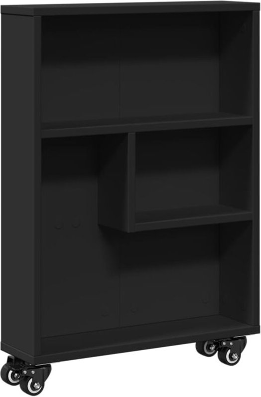 Aufbewahrungswagen Schmal Schwarz 48x13x68 cm Holzwerkstoff Vidaxl