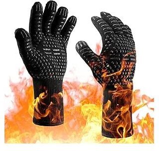 Thumbnail - Ofenhandschuhe, 500 °C, hitzebeständige Handschuhe, XL-Größe, schnittfeste Grillhandschuhe, rutschfeste Silikon-Grillhan...