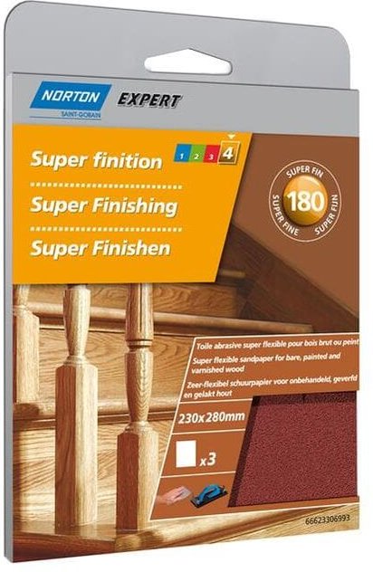 Expert Schleifpapier für Holz 230 x 280 mm K180 3er ve - Norton