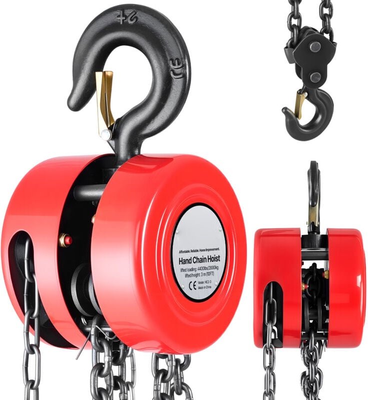 Mophorn Manueller Kettenzug mit 2-Tonnen-Kapazität, 3 m Hubhöhe, G70-Kette, robuster Flaschenzug für Garagen, Lager und ...
