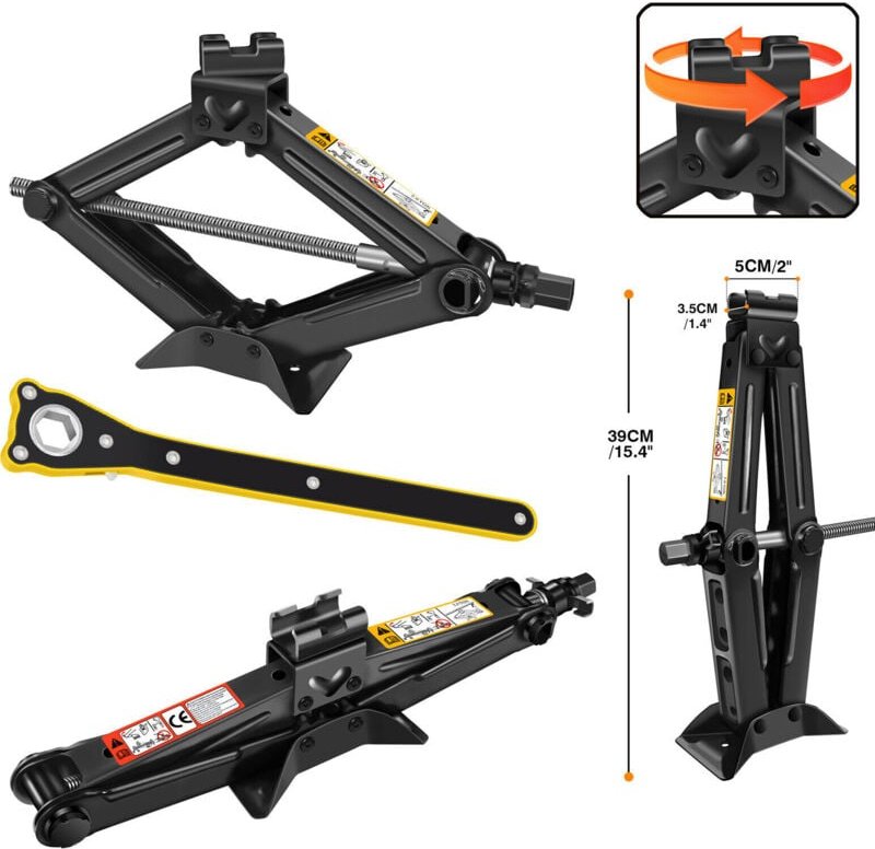 Dayplus - Auto Wagenheber Scherenwagenheber Lift für pkw/suv/mpv 2000kg/2T mit Handkurbel