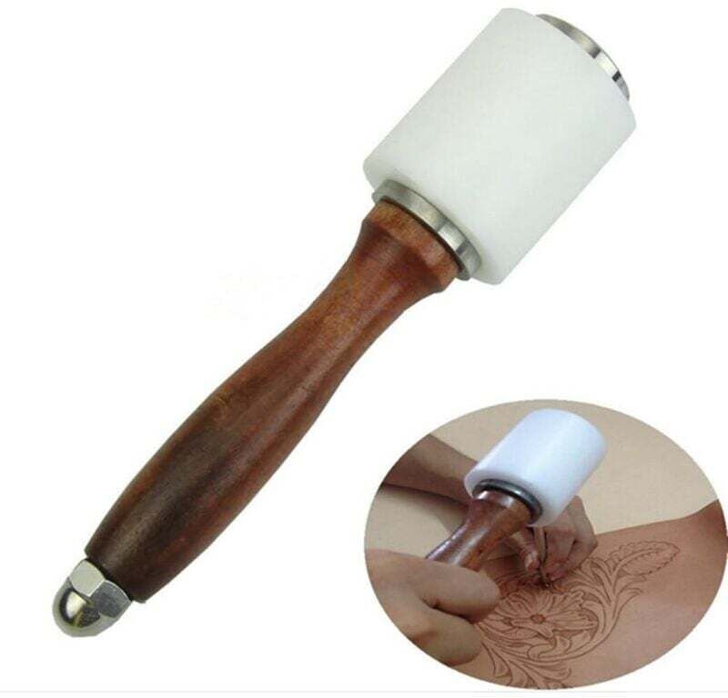 Holz-Lederhammer, Lederbearbeitungshammer mit Nylonkopf, Bastelwerkzeug, Lederschnitzhammer, Näh- und Heimwerkerwerkzeug