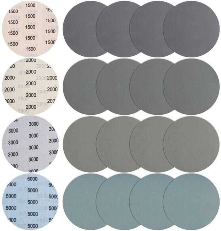 20 Stück 150 mm Nass-/Trockenschleifpapier, runde Schleifscheiben mit Körnung 1500/2000/3000/5000 zum Polieren von Metal...