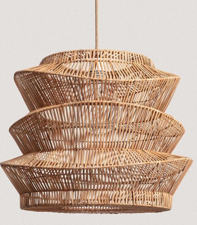 Ledkia - Hängeleuchte Rattan Asha Ø500 mm iluzzia Natürlich - Textil