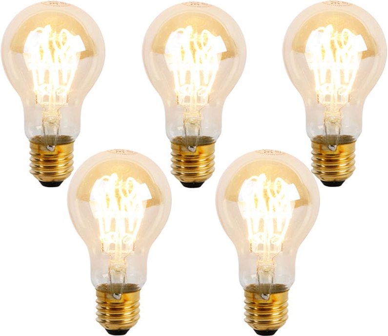 Luedd - 5er-Set E27 Dimmbare LED-Spiralglühbirnen A60 Goldline 4W 270 lm 2200K