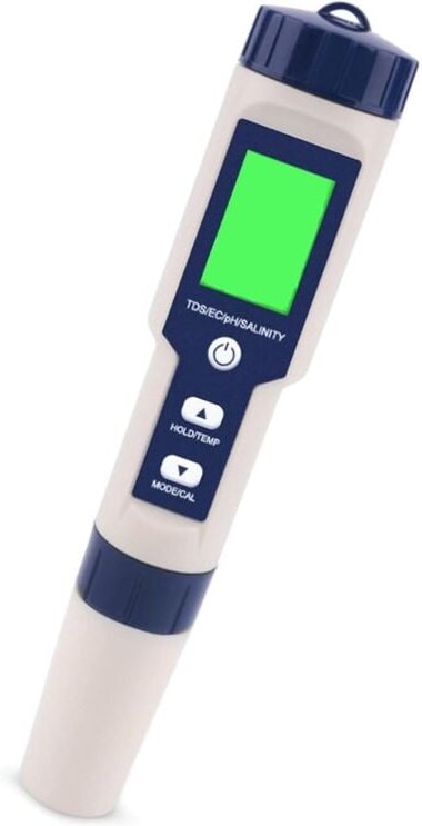 Elektronischer 5-in-1-PH-Meter-Tester, misst pH-Wert, tds, EC-Salzgehalt und Temperatur, Wasserqualitätstester, LCD-Anze...