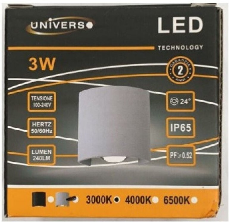 Thumbnail - Trade Shop Traesio - Trade Shop - anwendung von parete ovale led cob external 3W double emissione lampada IP65 ES48 - Gr...
