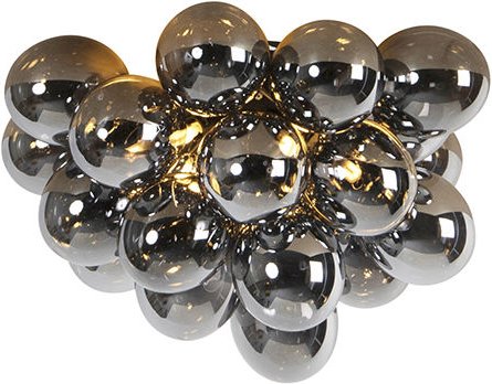 Qazqa - Design Deckenleuchte schwarz mit Rauchglas 6 Lampen - Uvas