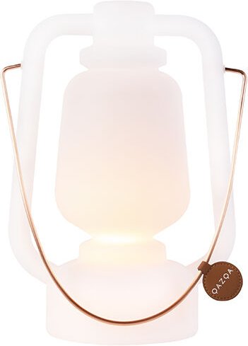 Qazqa - Tischleuchte wiederaufladbar 30 cm IP44 weiß - Storm Small