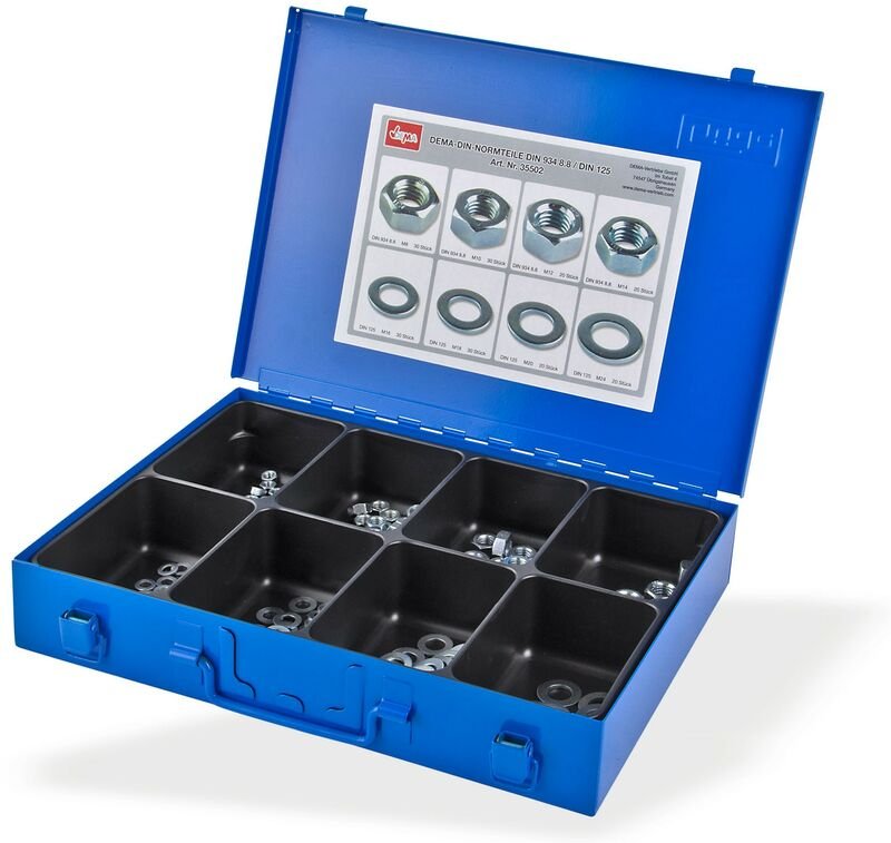 Dema - Metall Sortimentskasten Sortierkasten Kleinteilebox Muttern + Unterlegscheiben