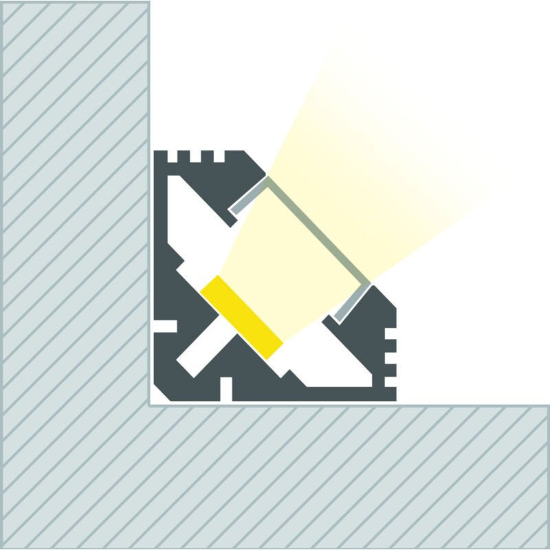Ledkia - Aluminiumprofil Oberfläche Ecke 2m für led Streifen bis 11 mm Weiß 2 m Transparente