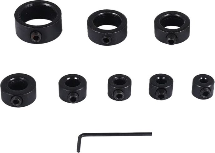 Tlily - Bohrerstopp-Bit-Kragensatz, 9-teiliger einstellbarer Tiefenbegrenzungsring mit Kohlenstoffstahl-Set für Bits
