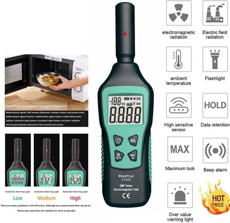 Digitaler EMF-Tester, LCD-EMF-Messgerät, EMF-Tester für die Geisterjagd, Detektor für elektromagnetische Strahlung, für ...