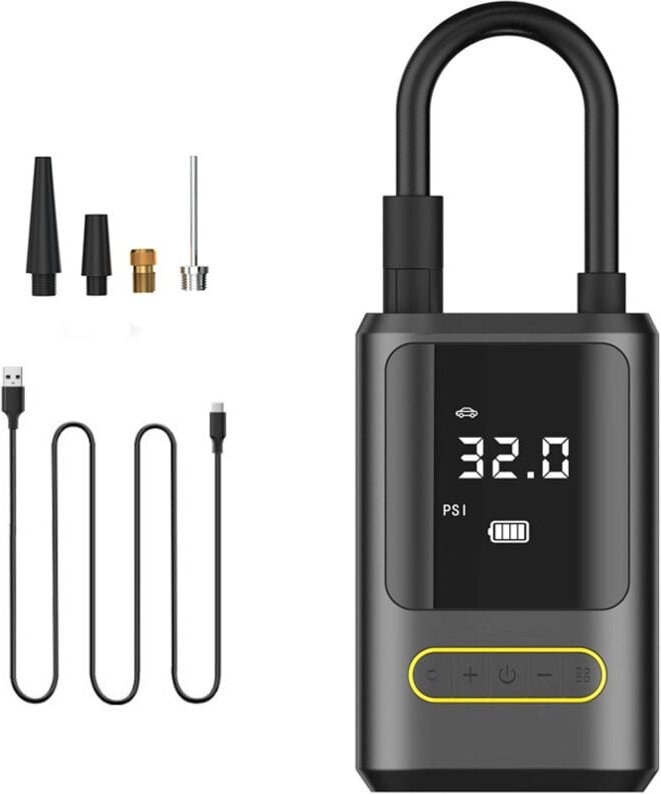 Elektrische Mini-Luftpumpe, tragbarer Luftkompressor, 150 psi kabelloser Reifenfüller, 4000 mAh mit digitaler LCD-Anzeig...