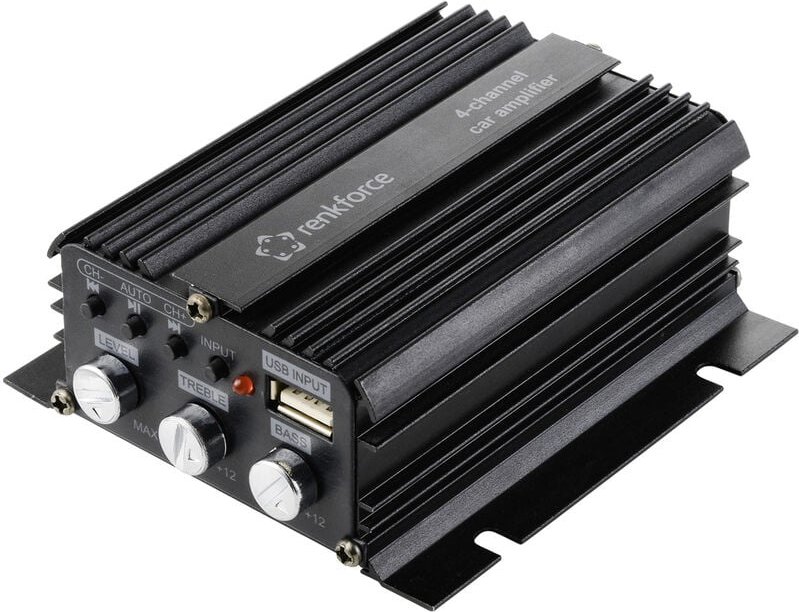 Thumbnail - RF-CMP-204 4-Kanal Endstufe 200 w Bluetooth®-/USB-Audiowiedergabe, Lautstärke-/Bass-/Höhen - Renkforce