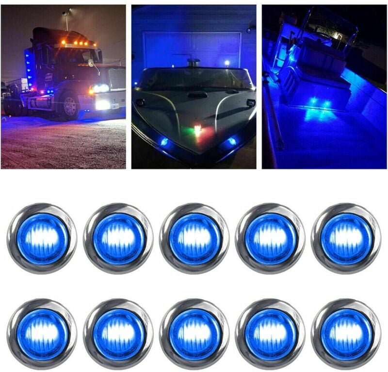 10X Seitenmarkierungsleuchten 12/24 v Anhänger-Seitenleuchte für lkw, Wohnmobil, Wohnwagen (blau) - Lntyq