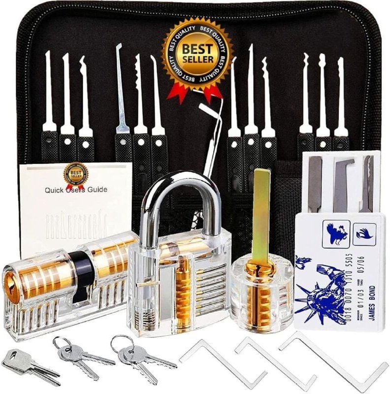 Lockpicking-Set, Preciva 26-teiliges Lockpicking-Set, Trainingswerkzeuge mit 3 transparenten Schlössern für Anfänger und...
