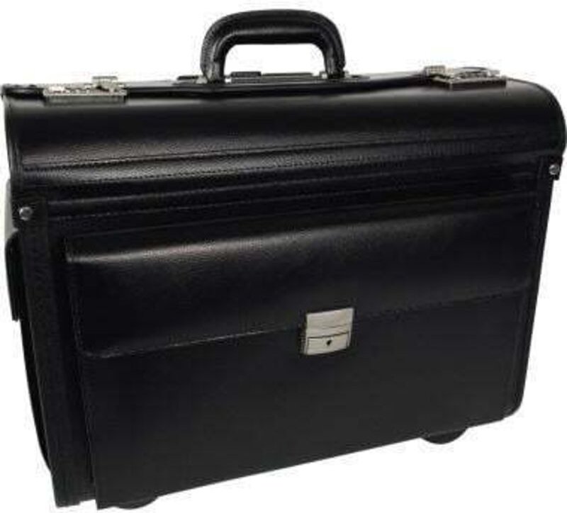 Pilotenkoffer Leipzig 5174 Leder mit rollen schwarz - Soennecken