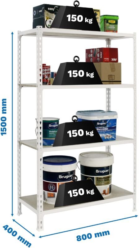 Simonrack Außenregal weiß Holz 1500x800x400 mm