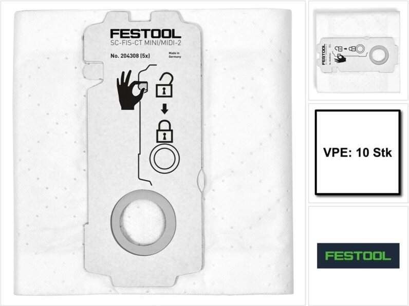 Selfclean Filtersack sc-fis-ct MINI/MIDI-2/10 ( 204308 ) für ct mini und ct midi ab Baujahr 2019 10 Stück - Festool