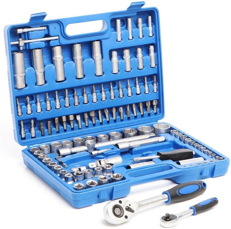 108-teiliger Steckschlüsselsatz Ratschenkasten mit 1/2' (12,5mm) und 1/4' (6,3 mm) Antrieb, Stecknüsse im Knarrenkasten,...