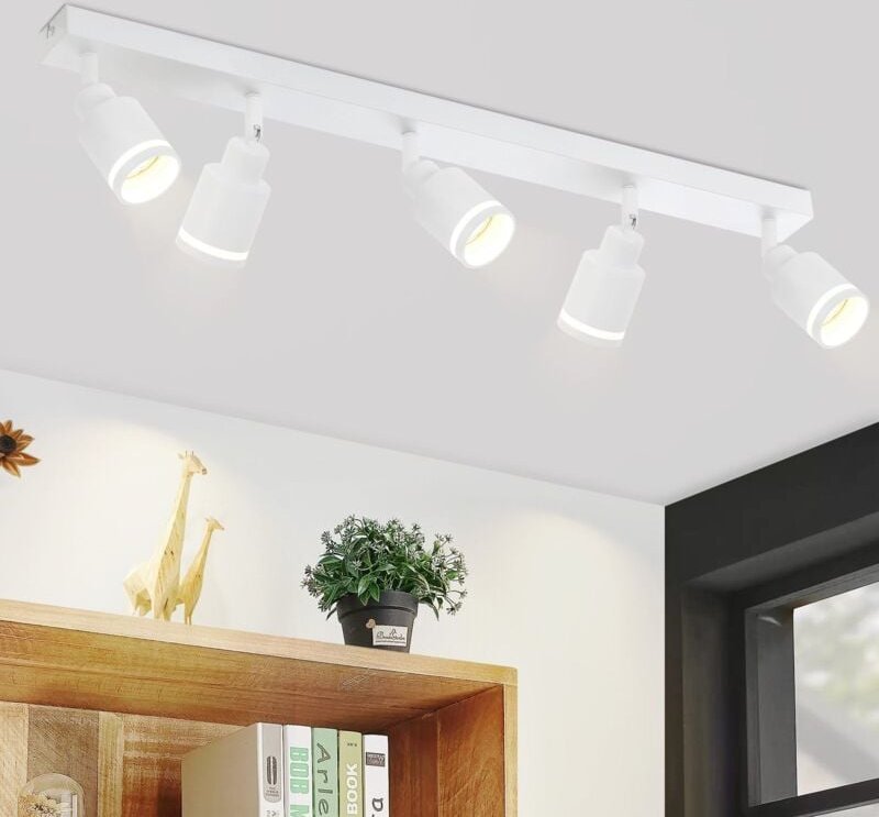 Deckenstrahler Modern Weiß Deckenleuchte: 5 Flammig Schwenkbar Deckenspot Flurlampe GU10 Deckenlampe Metall Innen Wandst...