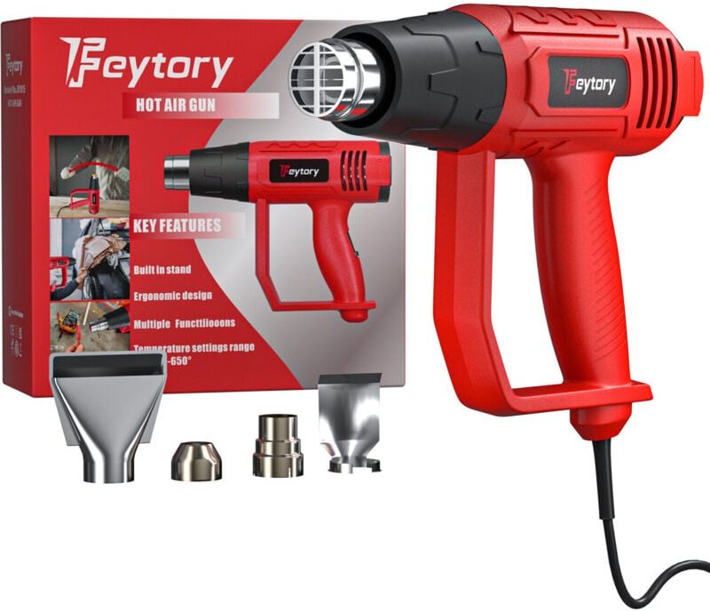 Thumbnail - Professionelle 2000W Heißluftpistole Heißluftfön Heißluftgebläse 4 Düsen 600°C