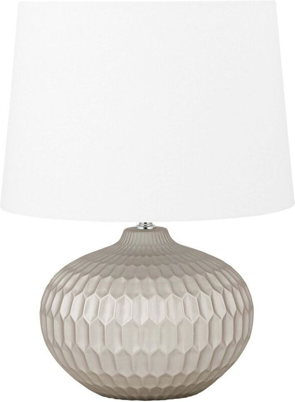 Beliani - Tischlampe Gold Keramik 51 cm Stoffschirm Weiß Vasenform Kabel mit Schalter Moderner Minimalistischer Look