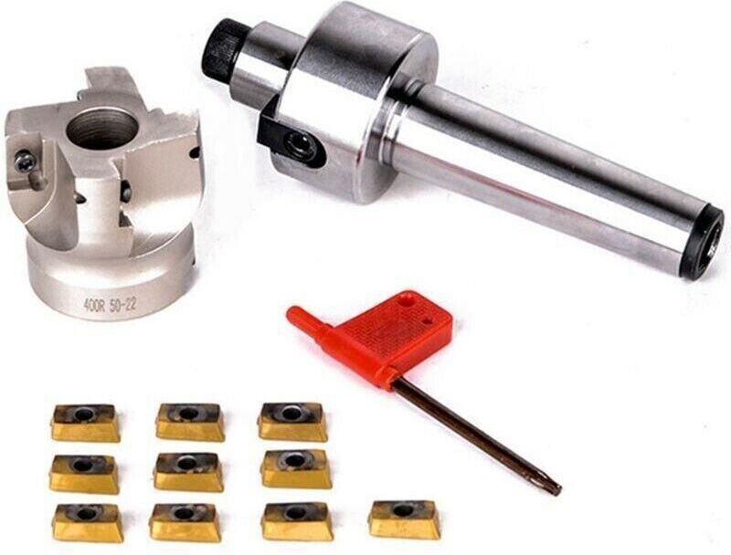 Schaftfräser, MT2-FMB22 Verlängerungsfräserhalter + 50 Wendeschneidplatten + 10 Stück (1 Schachtel) APMT1604 CNC-Hartmet...